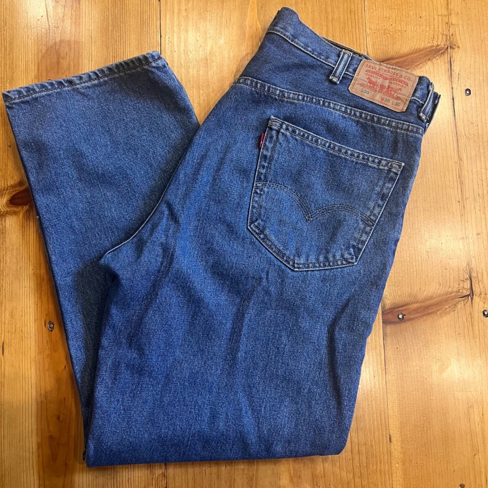 Levi's 550 Relaxed Fit Tapered Jeans 38x30 Blue Denim 90s Style A5